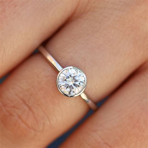 bezel set engagement ring etsy