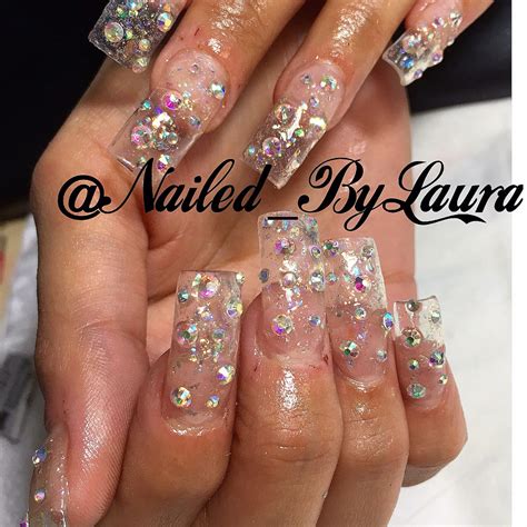 Acrylic Nail Designs With Rhinestones at Jill Deleon blog