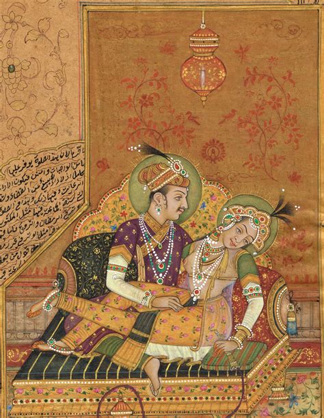 Mughal Miniature Painting of Emperor Akbar and Empress Jodha Bai Love