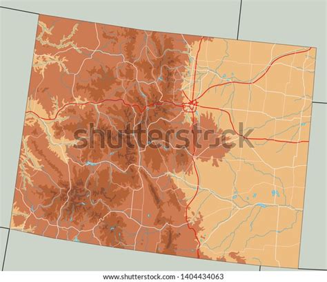 high detailed colorado physical map stock vector royalty