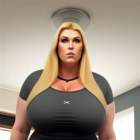 huge tall massive overweight super size blonde young girl with small
