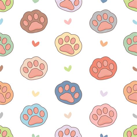 premium vector colorfull paw seamless pattern
