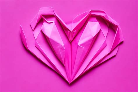 Premium Photo | Valentine origami paper heart banner copy space