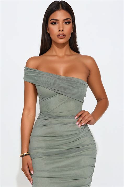 Real Legacy Mesh Midi Dress - Olive | Fashion Nova
