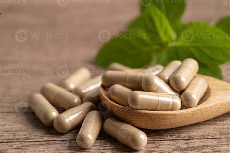Alternative medicine herbal organic capsule with vitamin E omega 3 fish