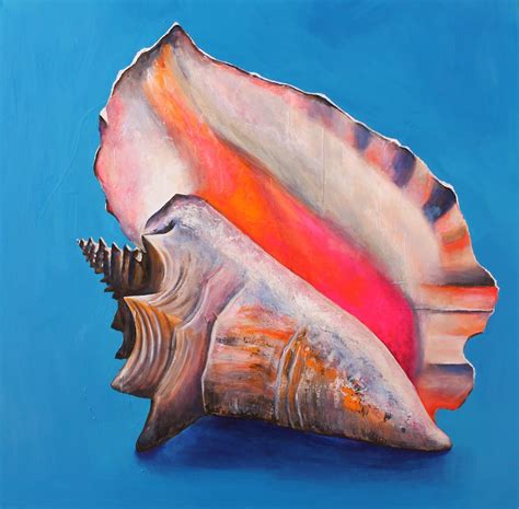 Paintings By Tracy Effinger Upton: Conch Shell on Brilliant Blue | Sea ...