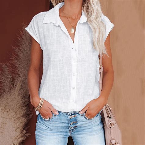 Ayolanni White Women's Short Sleeve Tops Shirts for Women Summer Casual