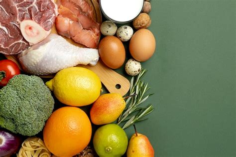 vista superior de diferentes tipos de comida foto gratis