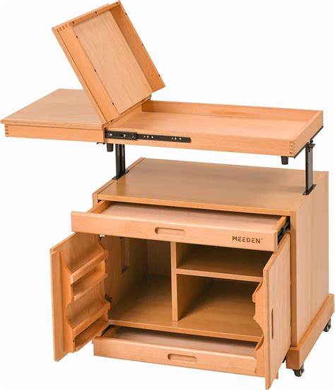MEEDEN Artist Taboret Rolling Cart, Solid Beech Wood Artist Storage ...