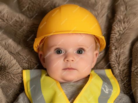 Baby wearing construction safety gear | Premium AI-generated image