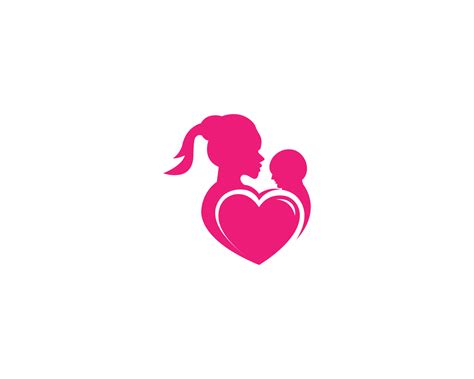 mom  baby love symbol logo mother holding child baby heart shape