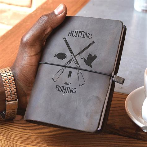 Custom Notebook, Engraved Black Leather, Notepad for Hunting and ...