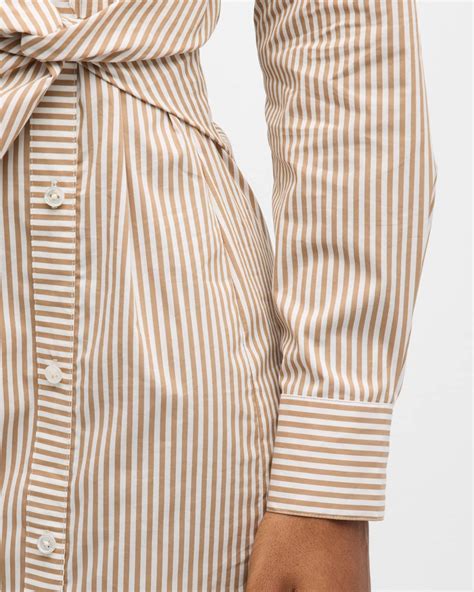 Veronica Beard Wright Striped Long-Sleeve Midi Shirtdress | Neiman Marcus