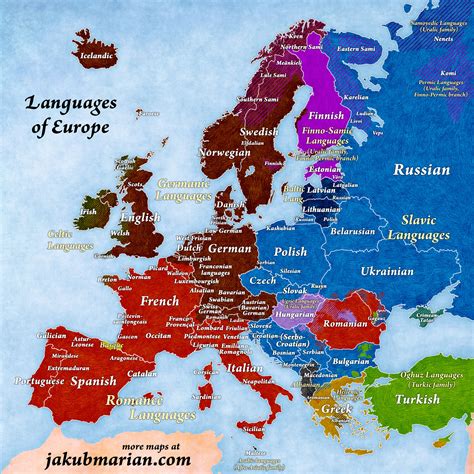 Map of languages and language families of Europe