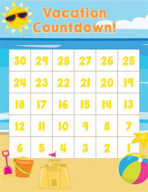 Vacation Countdown 8.5 X 11 Printable - Etsy | Vacation countdown