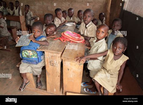 Wore African school classroom, Hevie, Benin, West Africa, Africa Stock ...