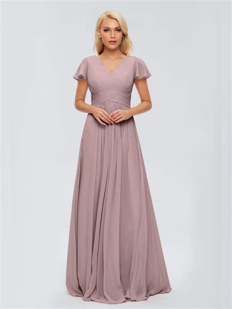 Charlie Cap Sleeves Elegant Chiffon Bridesmaid Dresses