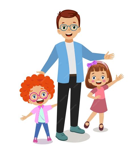 Premium Vector | Father with girl and boy