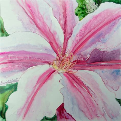 Linda Roberts Gallery — "Clematis" original watercolor by Linda Roberts