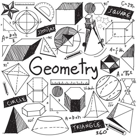 Geometry Math Theory And Mathematical Formula Doodle Handwriting Stock ...