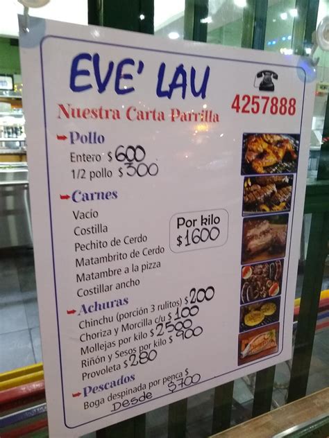 Carta del restaurante Braseria Eve-lau, Rosario