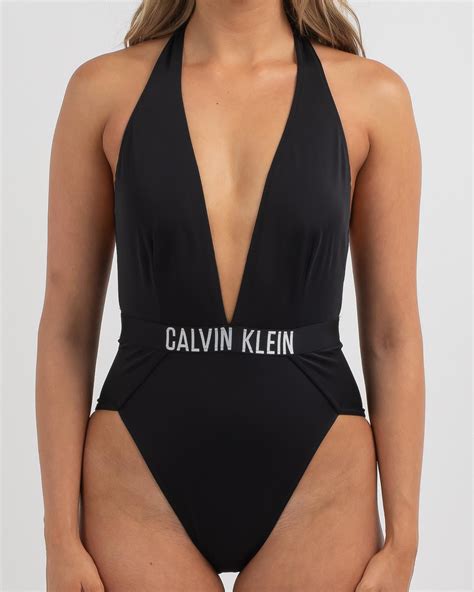 Shop Calvin Klein Intense Power Plunge One Piece Swimsuit In Pvh Black