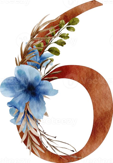 watercolor number six 16536755 PNG