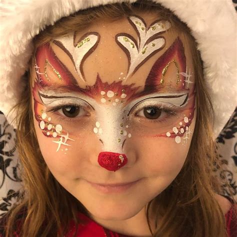 A beautiful reindeer I did tonight ! #facepaint #mabelmoon #reindeerfacepaint # ...