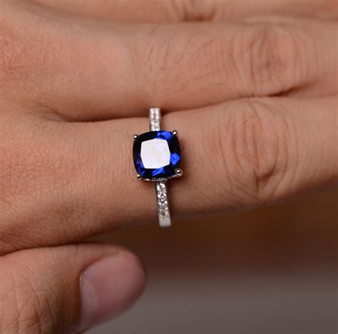 Lab Sapphire Ring September Birthstone Blue Gemstone Ring - Etsy