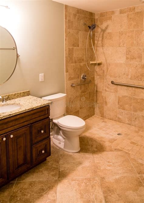 Handicapped shower stall stock image. Image of bathroom - 18566583