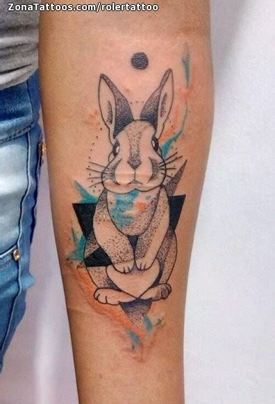 Tatuaje de Conejos, Acuarela, Geométricos