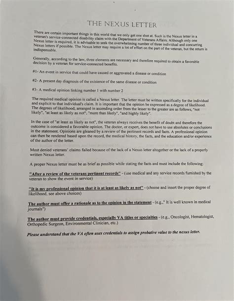 Sample Nexus Letter Template