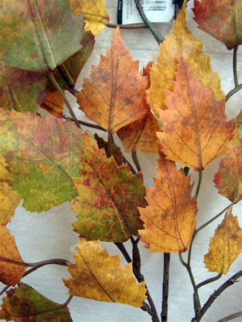 Realistic Full Autumn Fall Birch Leaves Tree Spray Branch Leaf Pick ...