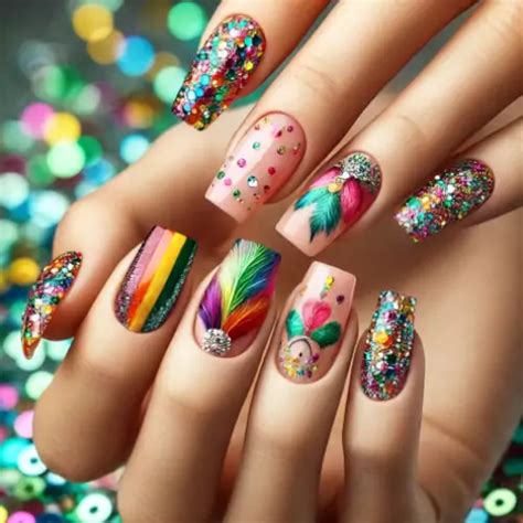 Unha Decorada Para O Carnaval - 11 Inspirações de Unhas Decoradas para o Carnaval