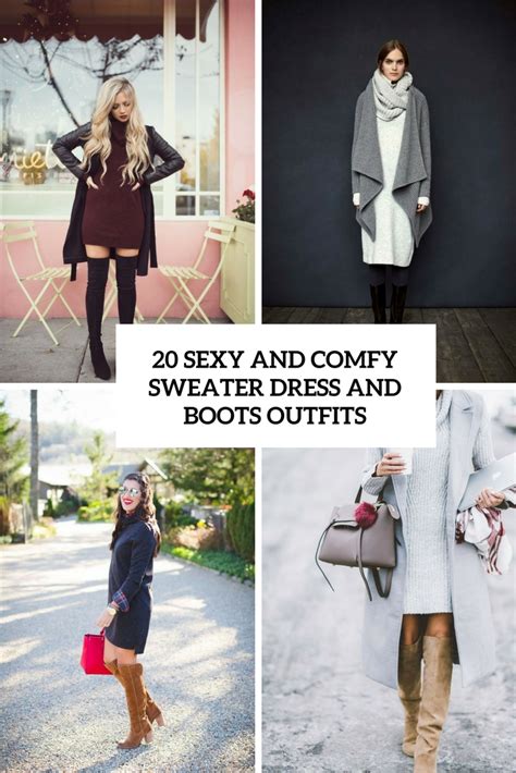 20 Sexy And Comfy Sweater Dress With Boots Outfits - Styleoholic