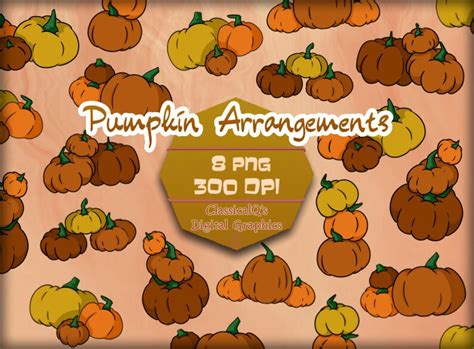 Pumpkin Clip Art, Pumpkins and Gourds, Halloween Clip Art, Hand Drawn ...