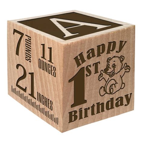 1st Birthday Personalized Baby Gift Birth Wooden Block Personalized ...