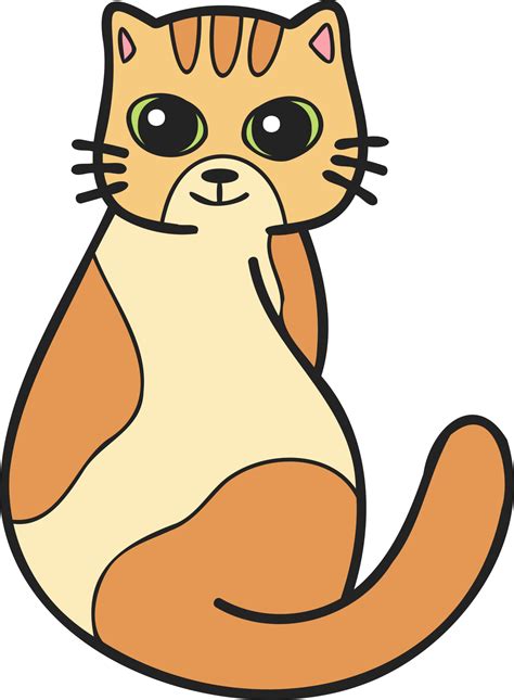 Free Hand Drawn cute striped cat smile illustration in doodle style