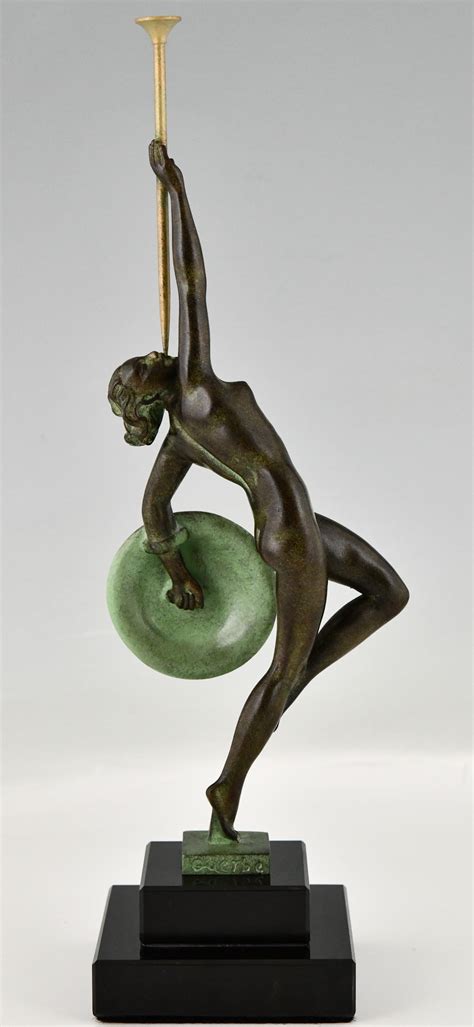 Art Deco style Sculpture Nude with Trumpet Jericho Guerbe Max Le