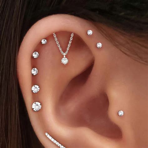 Glitz Hidden Helix Ear Piercing Earring Stud 16G | Pretty ear piercings ...