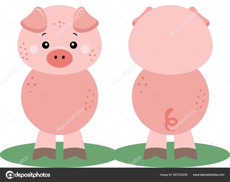 Cute Pig Front Back Position Stock Vector by ©socris79 687423256