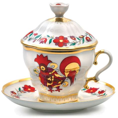 Imperial Porcelain Tea Cup and Saucer Roosters | Porselein, Tassen