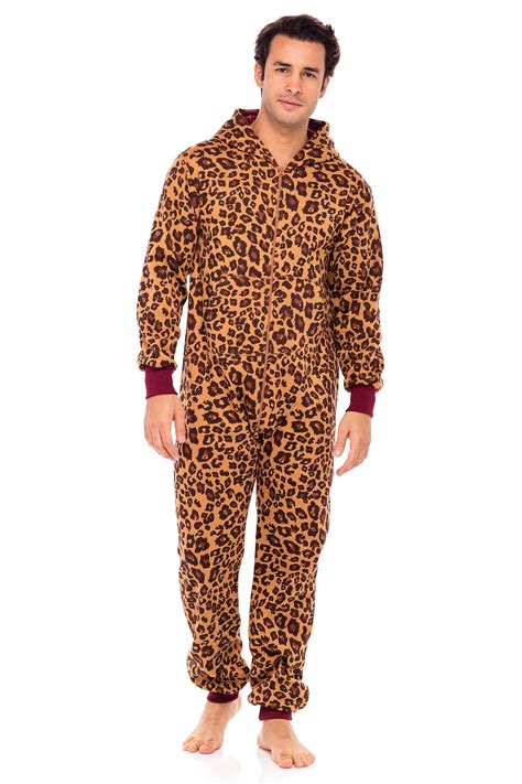 Skylinewears Mens Hooded One Piece Pajamas Adult Non Footed Printed