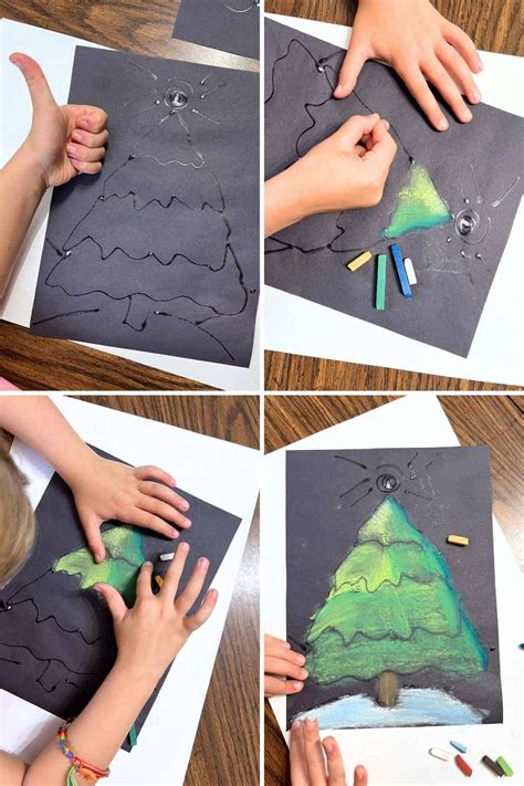 Cool Christmas Tree Chalk Art Project For Kids - Crafty Art Ideas in 2025 | Christmas elementary