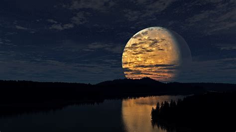Night Sky Moon River Reflection Wallpaper,HD Nature Wallpapers,4k ...