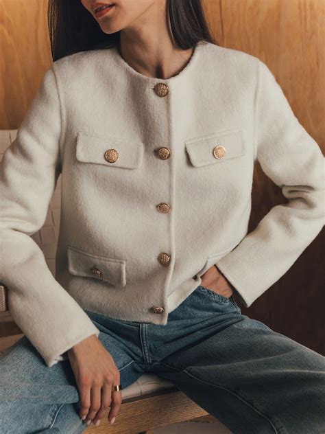 Шерстяной прямой жакет с крупными пуговицами :: LICHI - Online fashion ...