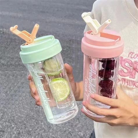 Бутылка для воды из тритана, с соломинкой, без БФА | AliExpress