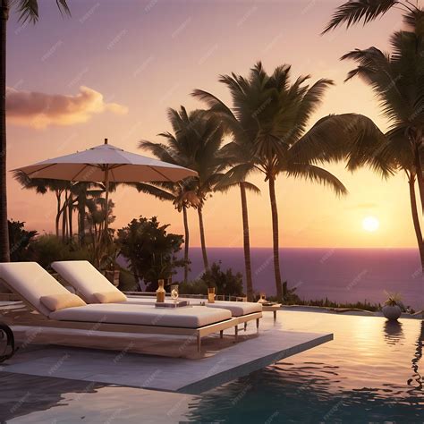 Luxury Poolside Retreat at Dusk Rooftop Paradise | Premium AI-generated
