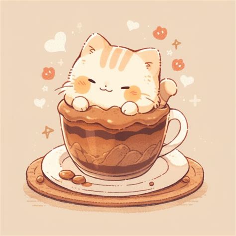 premium photo cute cat  coffee