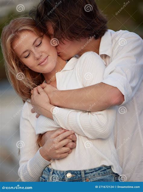 Love, Kiss and Couple Hug, Quality Time and Celebration with Smile ...